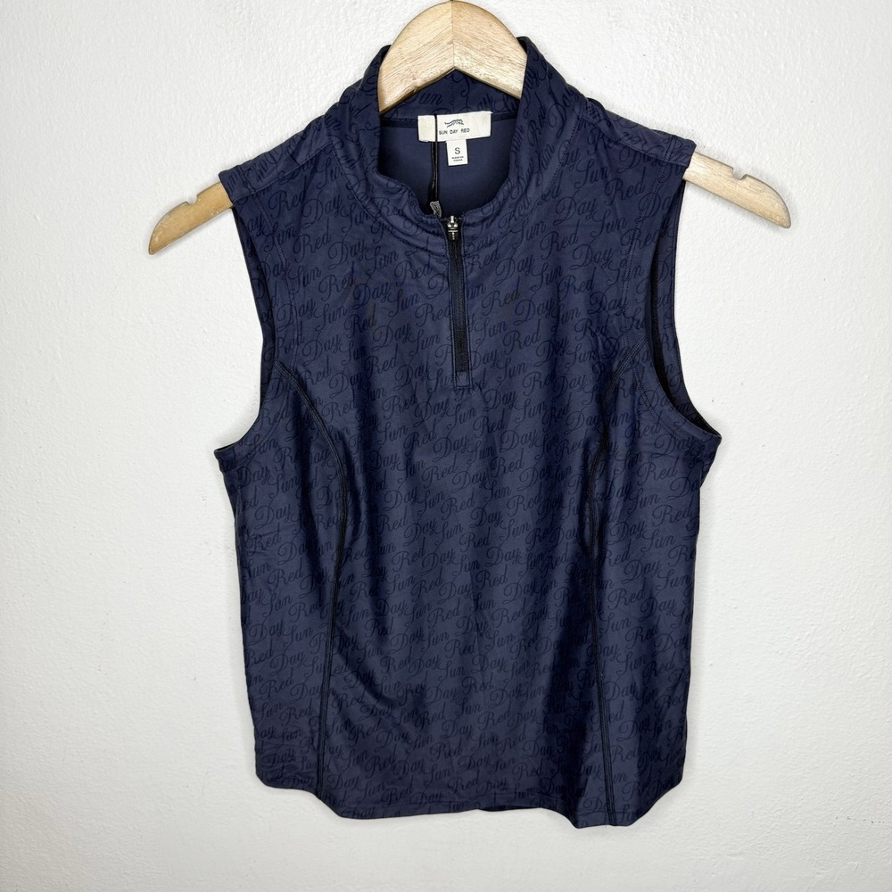 New Sun Day Red Icon Sleeveless Polo Blue Shirt Golf AOP Women's Small